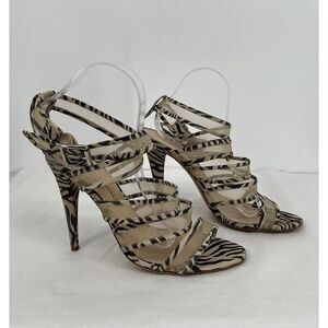 Randall Loeffler Paige Suede Cross Strap Animal Print Heels Size 9.5
